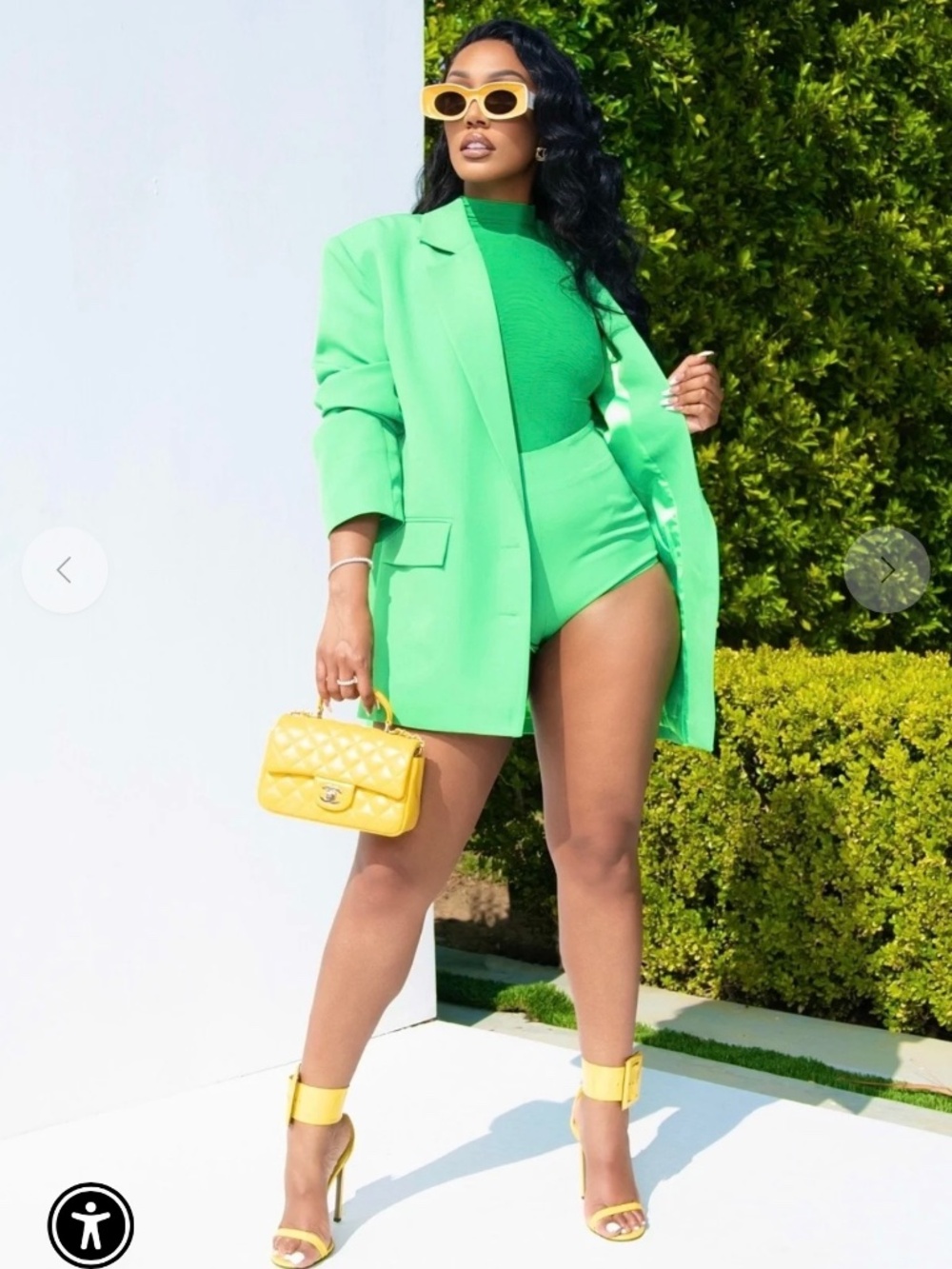 Ellaé Lisqué Nia Green 3-piece Blazer Short Set